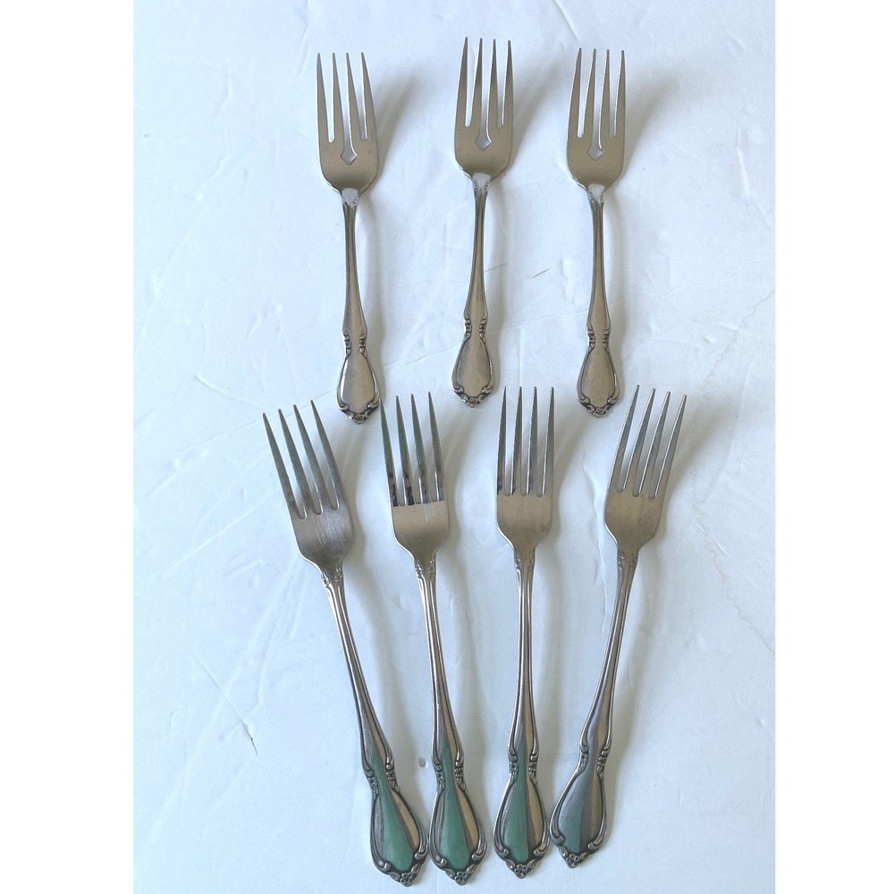 Oneidacraft  7pc Dinner & Salad Fork Set Silver Chateau Pattern Stainless Steel